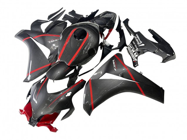 2008-2011 Honda CBR1000RR Motorcycle Fairings - Black Carbon Fiber Red Canada