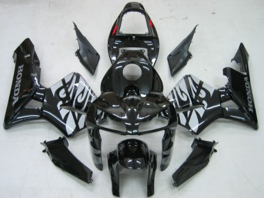 2005-2006 Honda CBR600RR Motorcycle Fairings - Glossy Black Grey Flame Canada