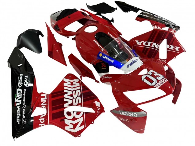 2005-2006 Honda CBR600RR Motorcycle Fairings - Red Black Valsir 03 Canada
