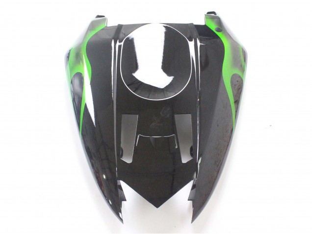 2004-2005 Kawasaki ZX10R Motorcycle Fairings - Black with Green Flame Ninja Canada