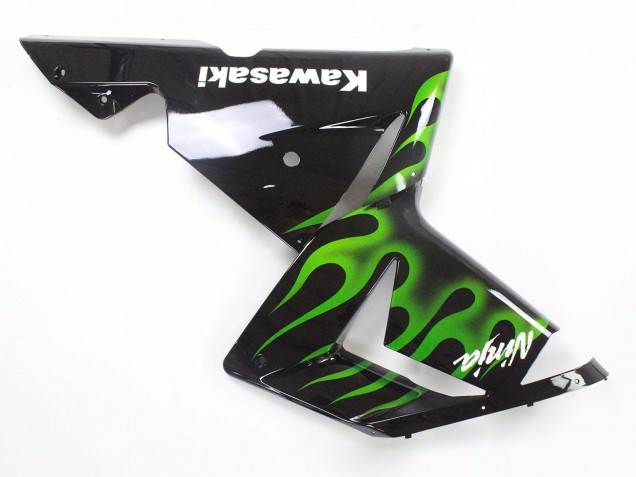 2004-2005 Kawasaki ZX10R Motorcycle Fairings - Black with Green Flame Ninja Canada