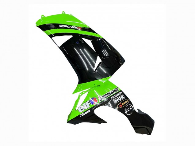 2006-2007 Kawasaki ZX10R Motorcycle Fairings - Green Black Elf Touch4 3M Canada