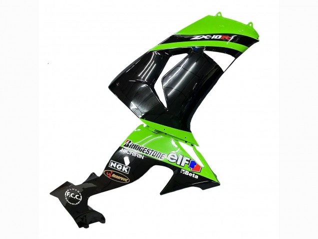 2006-2007 Kawasaki ZX10R Motorcycle Fairings - Green Black Elf Touch4 3M Canada