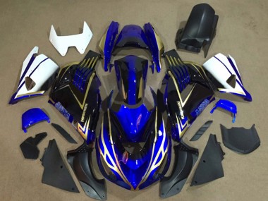 2006-2011 Kawasaki ZX14R ZZR1400 Motorcycle Fairings - White Blue Gold Canada