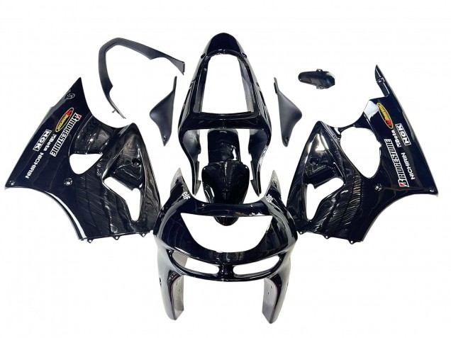 1998-1999 Kawasaki ZX6R Motorcycle Fairings - Glossy Black Yellow Elf Bridgestone Canada