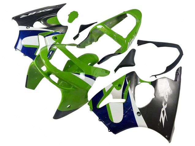 1998-1999 Kawasaki ZX6R Motorcycle Fairings - Green White Blue Silver Glossy Black Canada