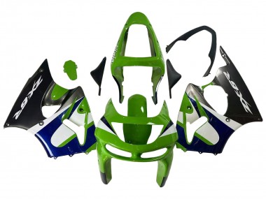 1998-1999 Kawasaki ZX6R Motorcycle Fairings - Green White Blue Silver Glossy Black Canada