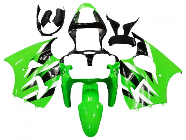 2000-2002 Kawasaki ZX6R Motorcycle Fairings - Green White Black Canada