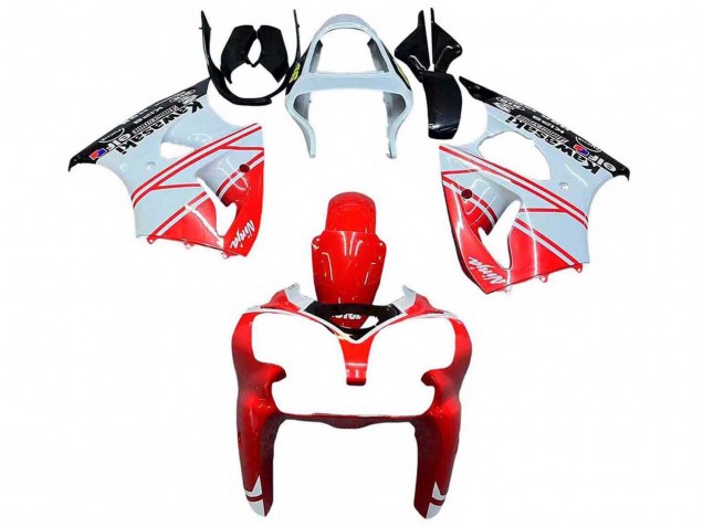 2000-2002 Kawasaki ZX6R Motorcycle Fairings - White Red Black Canada