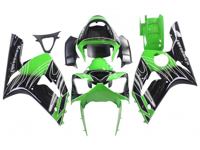 2003-2004 Kawasaki ZX6R Motorcycle Fairings - Green White Black Canada