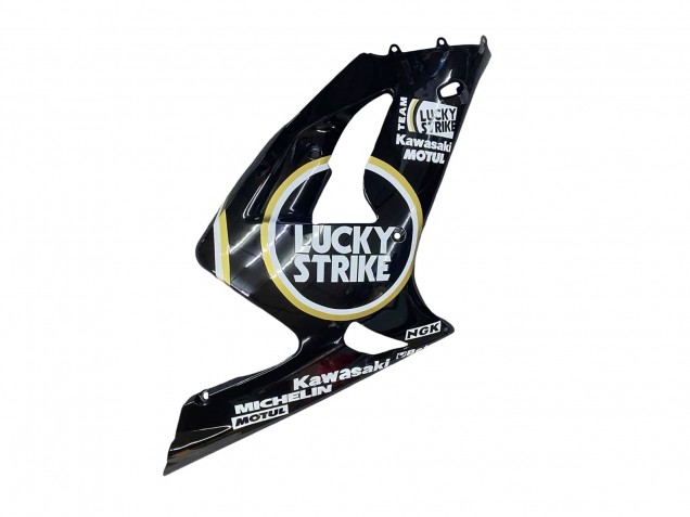 2003-2004 Kawasaki ZX6R Motorcycle Fairings - Glossy Black White Motul Lucky Strike Canada
