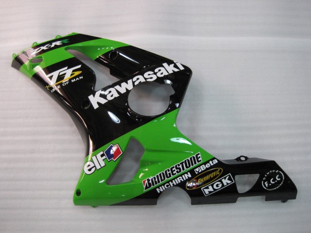 2003-2004 Kawasaki ZX6R Motorcycle Fairings - Green Black Elf Bridgestone Canada