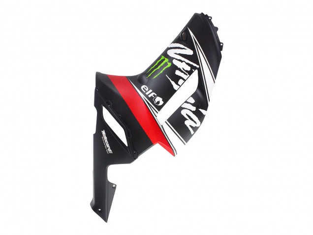 2007-2008 Kawasaki ZX6R Motorcycle Fairings - Black White Red with White Snow Decal Ninja Elf Canada