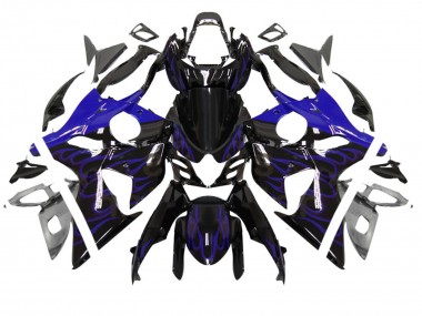 2007-2008 Suzuki GSXR 1000 Motorcycle Fairing - Glossy Black Blue Flame Canada