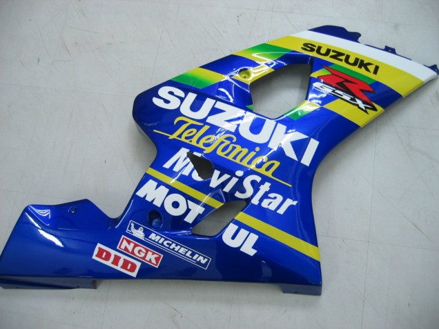 2004-2005 Suzuki GSXR 600 / GSXR 750 Motorcycle Fairings - Blue White Yellow Green Telefumica Motul MoviStar Canada