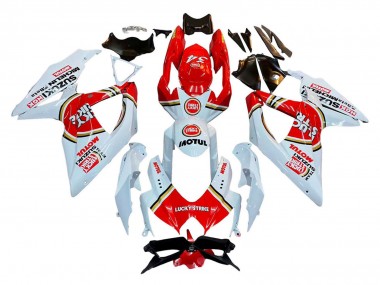 2008-2010 Suzuki GSXR 600 / GSXR 750 Motorcycle Fairings - White Red Motul Lucky Strike Canada