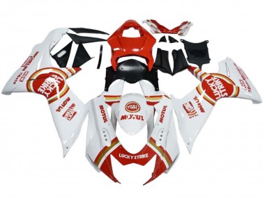 2008-2010 Suzuki GSXR 600 / GSXR 750 Motorcycle Fairings - White Red Lucky Strike Canada