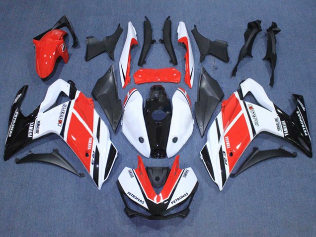 2015-2018 Yamaha YZF R3/R25 Motorcycle Fairings - White Red Black Petronas Yamalube Canada