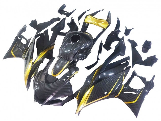 2019-2021 Yamaha YZF R3/R25 Motorcycle Fairings - Gold Black Carbon Fiber Canada