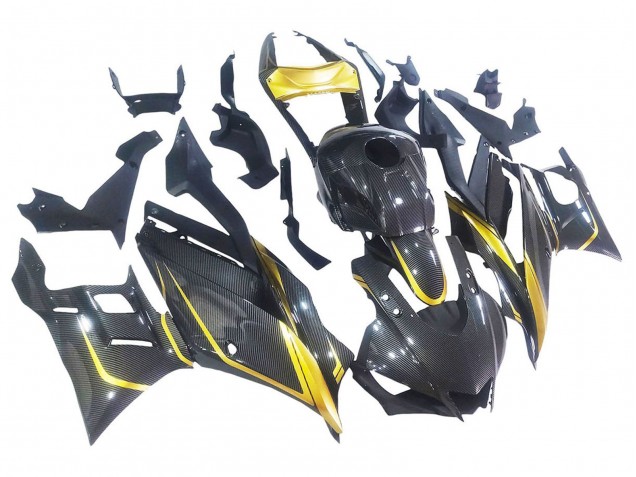 2019-2021 Yamaha YZF R3/R25 Motorcycle Fairings - Gold Black Carbon Fiber Canada