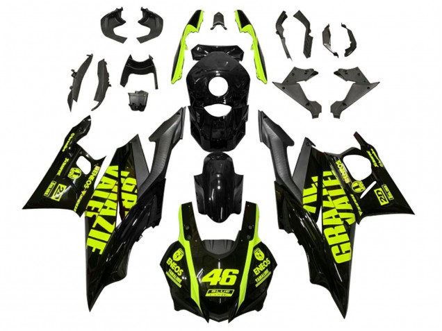 2019-2021 Yamaha YZF R3/R25 Motorcycle Fairings - Black Neon Yellow 46 Canada