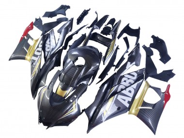 2022-2024 Yamaha YZF R3/R25 Motorcycle Fairings - Black Carbon Fiber Style Gold Red ABBOT Canada