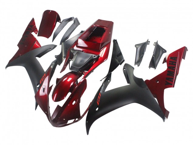 2002-2003 Yamaha YZF 1000 R1 Motorcycle Fairing Kits - Red Matte Black Canada