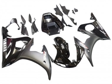 2003-2004 Yamaha YZF R6 Motorcycle Fairings - Glossy Black Matte Black White Decals Canada