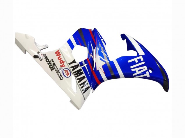 2003-2004 Yamaha YZF R6 Motorcycle Fairings - White Blue Fiat Motul Kastinee Canada