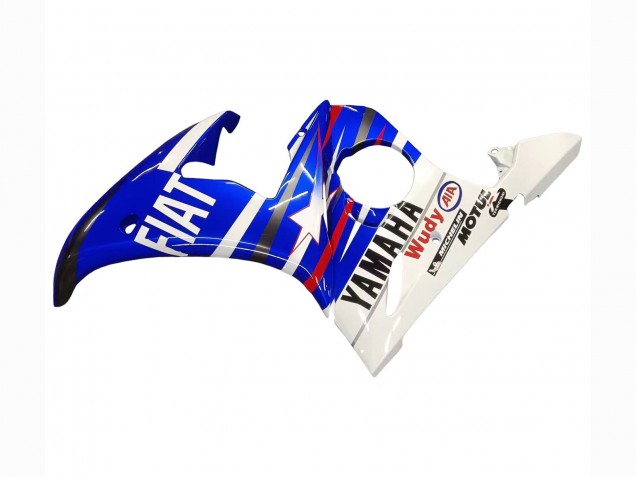 2003-2004 Yamaha YZF R6 Motorcycle Fairings - White Blue Fiat Motul Kastinee Canada