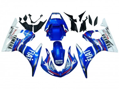 2003-2004 Yamaha YZF R6 Motorcycle Fairings - White Blue Fiat Motul Kastinee Canada