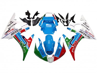 2006-2009 Yamaha YZF R6S Motorcycle Fairings - White Blue Green Red Kastinee Dunlop Motul Canada