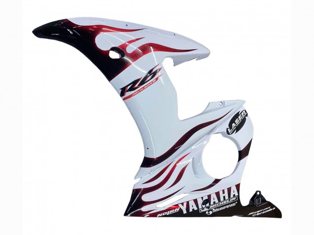 2006-2009 Yamaha YZF R6S Motorcycle Fairings - White with Dark Black Flame Canada
