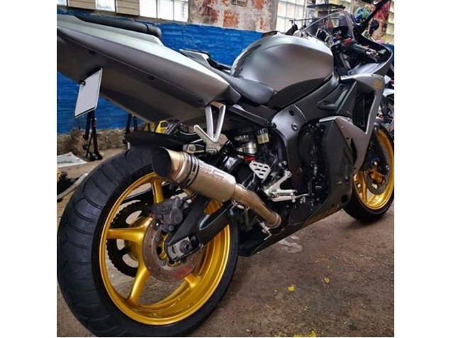 2006-2009 Yamaha YZF R6S Motorcycle Fairings - Matte Grey Matte Black Gold Decals Canada