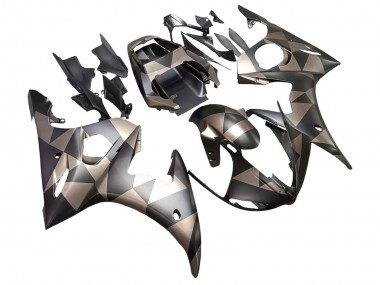 2006-2009 Yamaha YZF R6S Motorcycle Fairings - Grey Matte Black Geometric Canada
