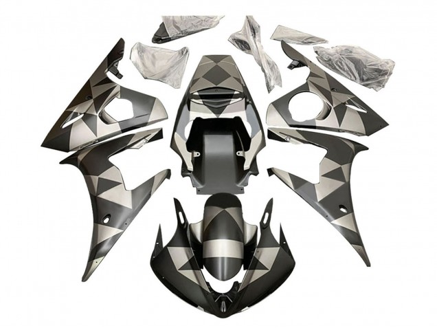 2006-2009 Yamaha YZF R6S Motorcycle Fairings - Black Red Geometric Canada