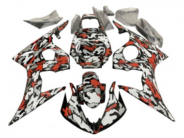 2003-2004 Yamaha YZF R6 Motorcycle Fairings - Black Red Grey Camouflage Canada