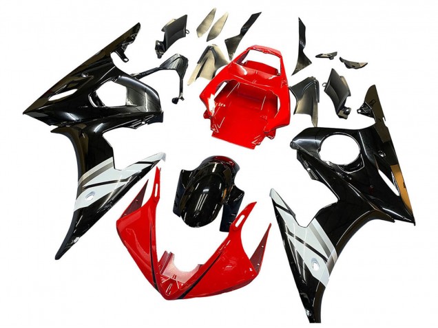 2005 Yamaha YZF 600 R6 Motorcycle Fairings - Red White Glossy Black Canada