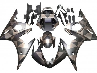 2005 Yamaha YZF 600 R6 Motorcycle Fairings - Matte Black Grey Geometric Canada