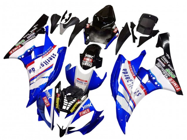 2006-2007 Yamaha YZF 600 R6 Motorcycle Fairings - White Blue Black Fimer Volvo Yamalube Sterilgarda Canada