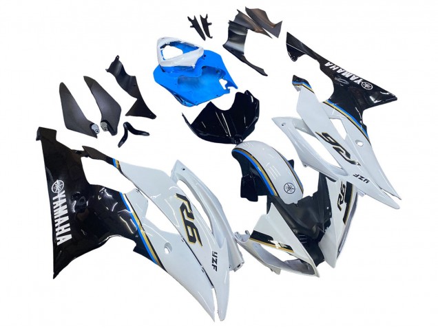 2008-2016 Yamaha YZF 600 R6 Motorcycle Fairing - White Blue Glossy Black Canada