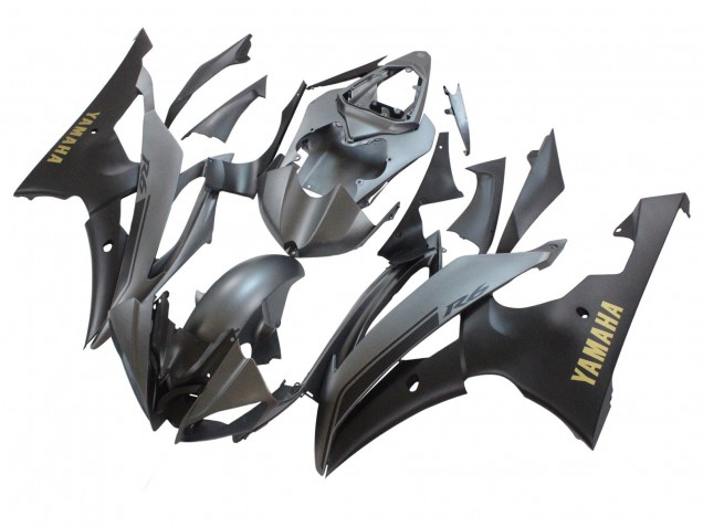 2008-2016 Yamaha YZF 600 R6 Motorcycle Fairings - Grey Matte Black Gold Decals Canada
