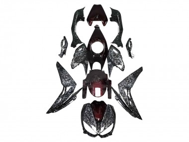 2014-2019 Kawasaki Z1000 Motorcycle Fairings - Black Red Forged Carbon Fiber Canada
