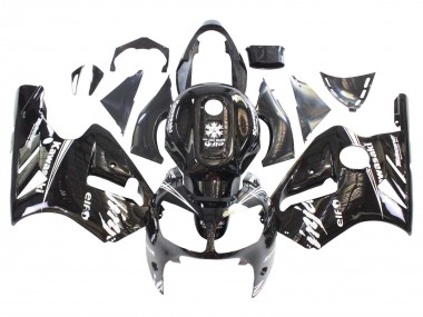 2000-2001 Kawasaki ZX12R Motorcycle Fairings - Glossy Black White Elf Snow Canada