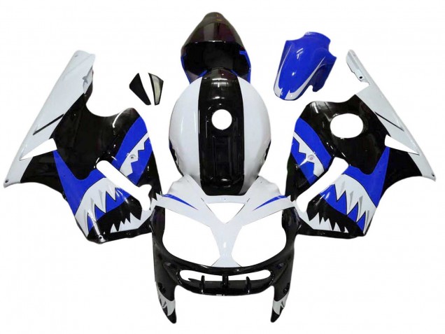 2002-2006 Kawasaki ZX12R Motorcycle Fairings - White Blue Black Shark Canada