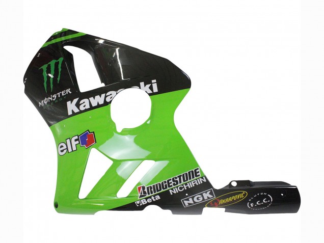 2002-2006 Kawasaki ZX12R Motorcycle Fairing - Green Glossy Black Elf Touch4 Monster Canada