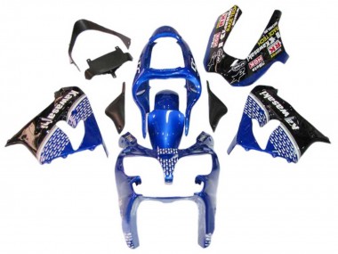 2000-2001 Kawasaki ZX9R Motorcycle Fairings - Blue White Glossy Black Canada