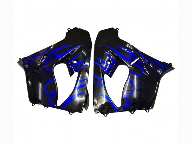 2000-2001 Kawasaki ZX9R Motorcycle Fairings - Glossy Black Blue Flame White Canada