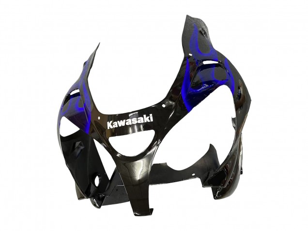 2000-2001 Kawasaki ZX9R Motorcycle Fairings - Glossy Black Blue Flame White Canada