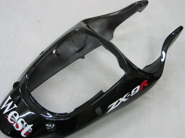 2000-2001 Kawasaki ZX9R Motorcycle Fairings - Glossy Black White West Canada